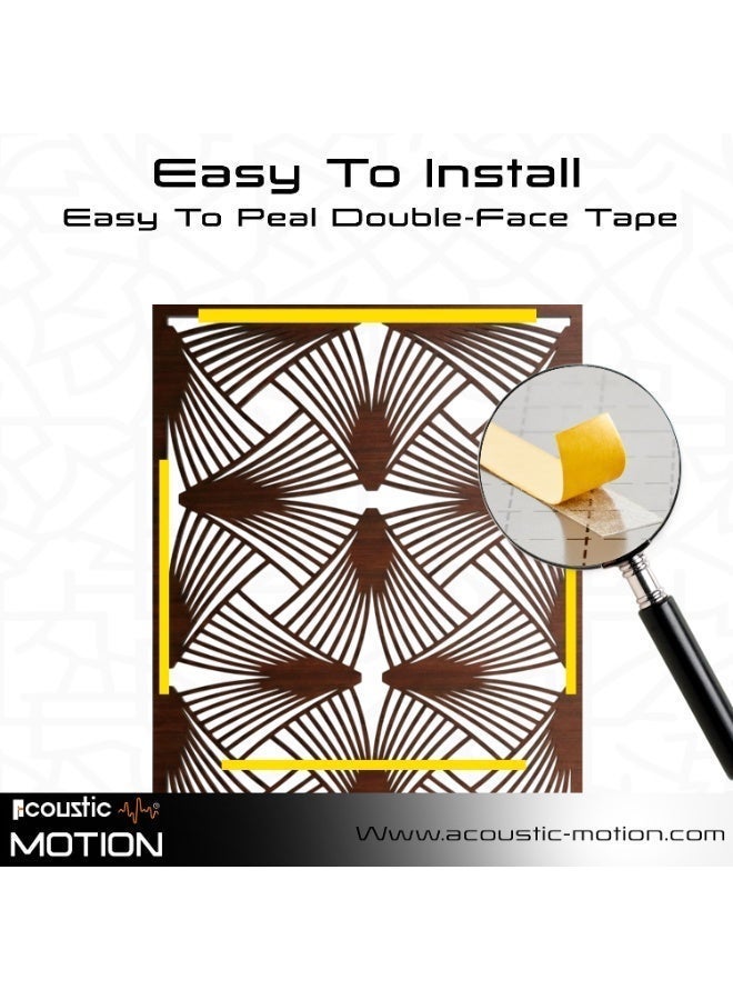 أكويستك موشان لوحات جدارية خشبية من خشب MDF من ACOUSTIC MOTION®، تصميم RAYORA مع شريط لاصق مزدوج الوجه، ديكور جداري بني عصري للمنزل، غرفة المعيشة، غرفة النوم، المكتب والفندق، 25×50×0.5 سم، طقم من 4 قطع - Image 3